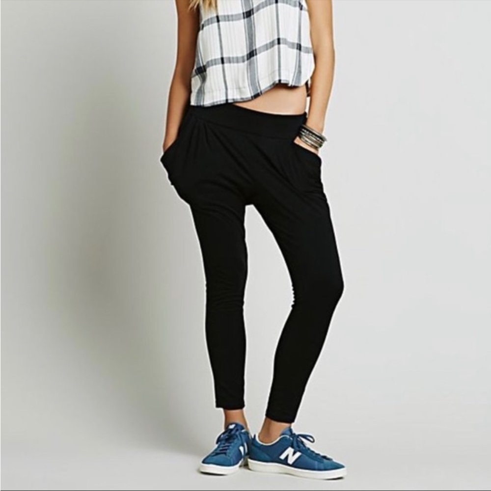 Free People Solid Color Soft Drape Pocket Harem Pant